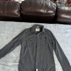 Abercrombie & Fitch Charcoal Button-Up Shirt Jacket